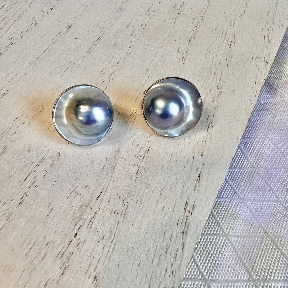 Ross-Simons Gray Blister Cultured Freshwater Pearl Earrings, Pearl Earrings